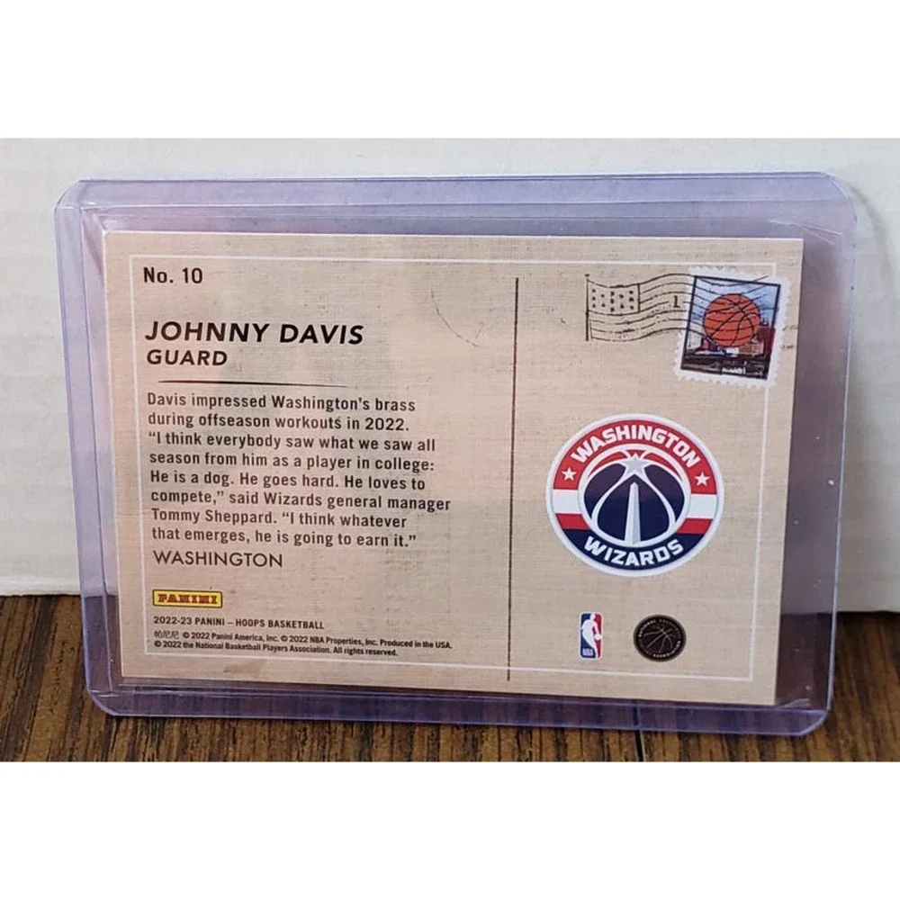 2022-23 Panini NBA Hoops Winter Johnny Davis Rookie Greetings Gold #10 Wizards - Picture 2 of 4